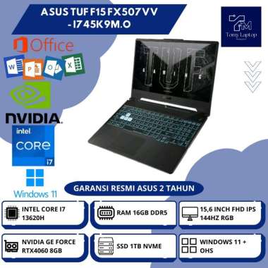 LAPTOP BARU ASUS TUF F15 FX507VV INTEL CORE I7-13620H NVIDIA RTX4060 8GB RAM 16GB DDR5 SSD 1TB NVME