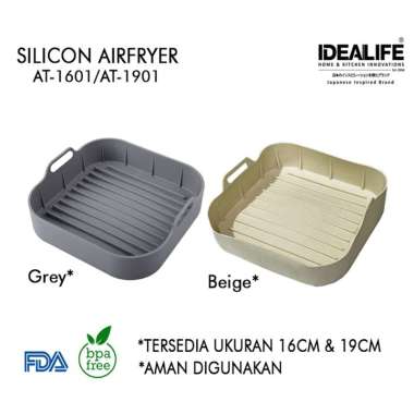 IDEALIFE Wadah Air Fryer Silicon - Basket Keranjang Baskom Air Fryer Silikon AT-1901 (BEIGE)