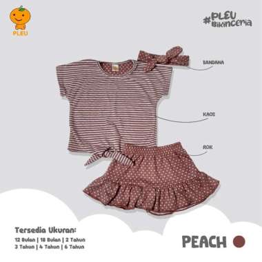 PLEU Set Amara | Setelan Rok Anak Perempuan Usia 1-6 Tahun 2 tahun Peach
