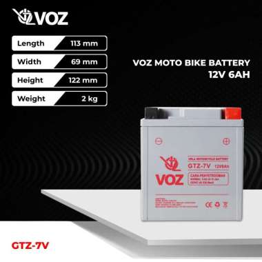 Voz Aki Motor GTZ7V 12V 6Ah - Baterai Aki Motor VOZ GTZ-7V 6AH 12V MOTORCYCLE BATTERY ORIGINAL MURAH