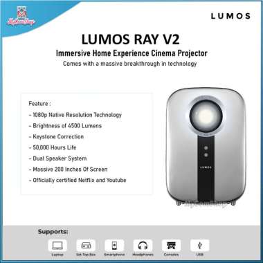 LUMOS RAY V2 SMART PROJECTOR 5000 LUMENS 1080P CINEMA DUAL SPEAKER DOLBY AUDIO