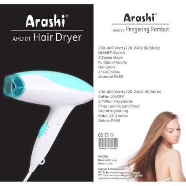 ARASHI Hair Dryer / Pengering Rambut 400 Watt AHD 01