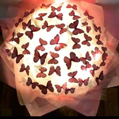 Buket bunga kupu-kupu butterfly menyala lampu led hadiah unik ultah kado