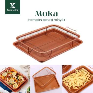 TAMA LIVING Moka Nampan Peniris Minyak Bahan Carbon Steel Tray Saringan Minyak Wadah Peniris Minyak 