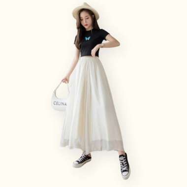 Celana Kulot panjang Sifon wanita gaya korea cantik dan elegan - Jfashion Geisya XL/XXL PUTIH