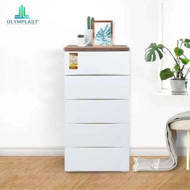 Olymplast Lemari Plastik Drawer Cabinet Laci Penyimpanan Plastik 5 Susun ODC 05 Cream