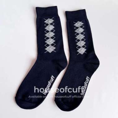 houseofcuff kaos kaki formal kerja pria Navy Motif B001