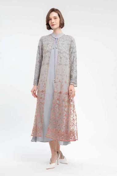MINIMAL - Basyara - Gamis Bordir Gradasi - Grey XL Beige