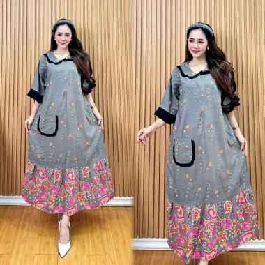 Daster Jumbo Rampel Sritex Tangan Pendek Rayon Motif Bunga ungu