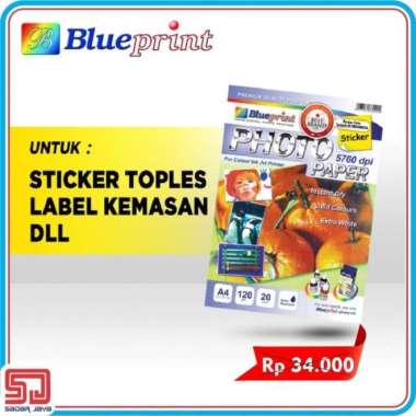 Blueprint Kertas Sticker Photo A4 Glossy Paper Stiker Kemasan