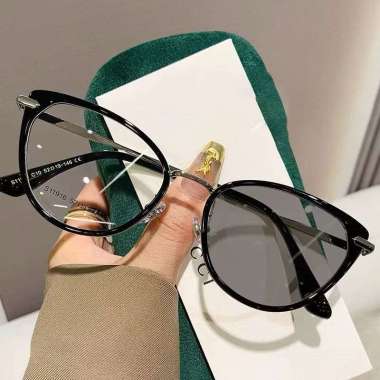 FG Kacamata Photochromic Wanita Anti Radiasi Cat Eye Retro Frame Metal Eyeglasses Fashion F90 K66 F9