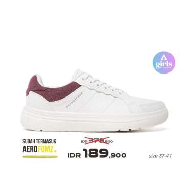 Aerostreet 37-41 Naura Putih Putih Maroon - Sepatu Sneakers Wanita 39