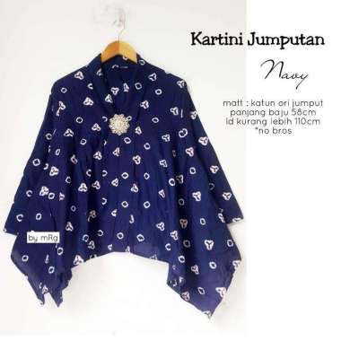 Kartini jumputan navy blouse batik solo batik jumputan handmade ori
