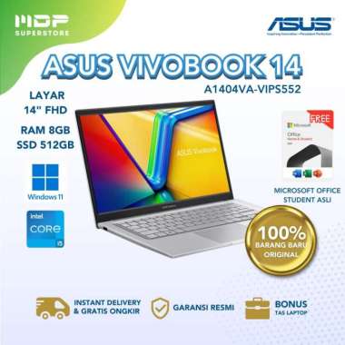 LAPTOP ASUS VIVOBOOK 14 A1404VA-VIPS552 INTEL CORE I5-1335U,8GB,512GB SSD,14"VIPS FHD,WIN 11 OHS