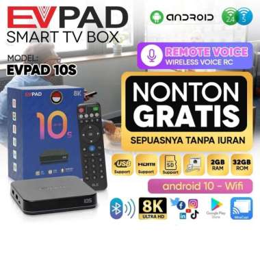 Stb android evpad 10s android tv box 8k android 12 wifi 6ghz ram 2gb rom 32gb remote voice bluetooth