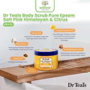 Perawatan Tubuh - Dr Teals Body Scrub Pure Epsom Salt Pink Himalayan & Citrus 454Ml