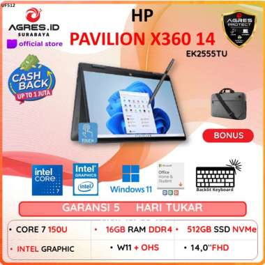 Laptop Hp PAVILION X360 14 TOUCH INTEL CORE 7 150U RAM 16gb SSD 512gb Windows 11 + Office Home Stude