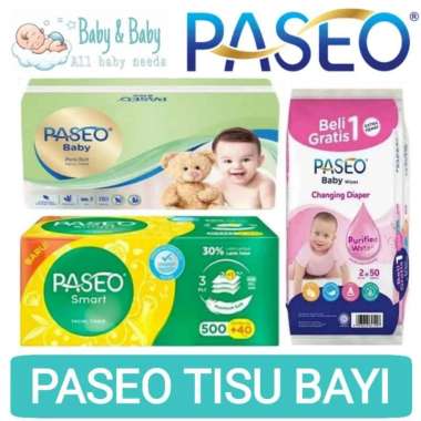PASEO Baby Tissue Bayi 50 sheet 130 sheet | PASEO Baby Wipes 50 sheet | PASEO Smart 540 sheet | PASE