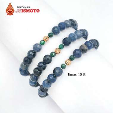 Gelang Giok Kombinasi Emas Mas Asli Ashera J5 Ismoyo BIRU