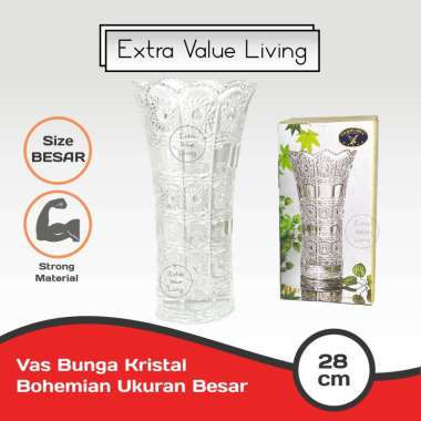Vas Kristal Vas Bunga Kaca Besar 30 CM Czech Design Estetik Vas Kembang Kristal Bohemia Vase Clear 2