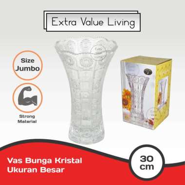 Vas Kristal Vas Bunga Kaca Besar 30 CM Czech Design Estetik Vas Kembang Kristal Bohemia Vase Clear 3