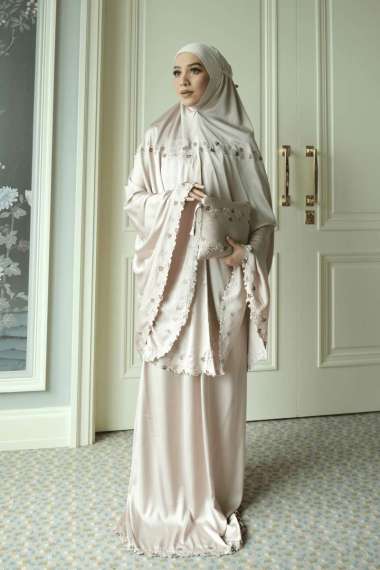 GONEGANI OFFICIAL - Mukena Motif Embordy Saphira Mukena Mocca