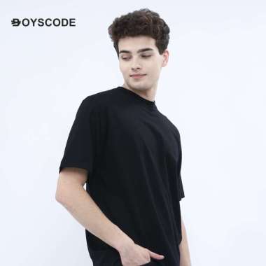 BOYSCODE Kaos Polos Lengan Pendek Basic Oneck Pria Hitam / Men T-Shirt Premium Cotton Black L