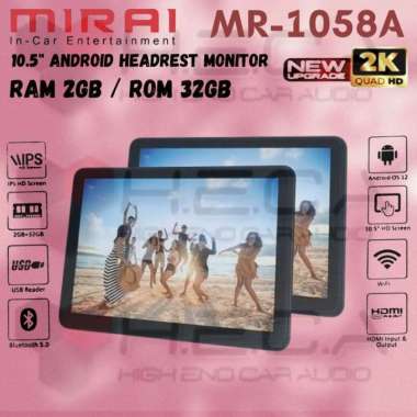 Mirai MR-1058A 2K 10.5” Headrest Clip On Android Ram 2/32GB Monitor Head Rest