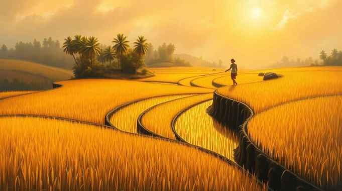 Lukisan Kanvas Pemandangan Sawah Terasering: Harmoni Alam dalam Karya Seni Handmade