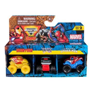 Mainan Monster Jam Mini Jams Marvel Bundle Ironman,Venom