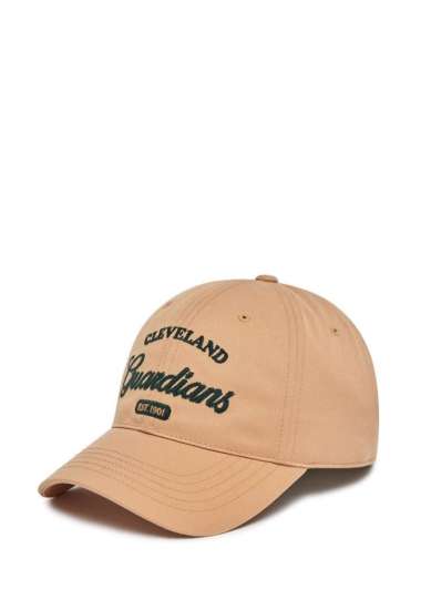 MLB Korea Basic Cursive Logo Unstructured Ball Cap Cleveland Indians - Beige