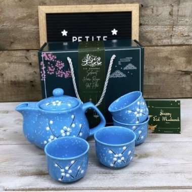 Sakura Japanese Tea set Hampers Souvenir hadiah cangkir teko keramik - PRODUK SAJA PAKET LEBARAN