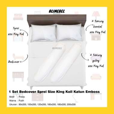 [BEST SELLER] Set Bedcover+Sprei+Sarung Bantal+Sarung Guling Katun Emboss 200 x 200