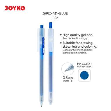 Color Gel Pen Pulpen Pena Jel Warna Joyko GPC-411 0.5 mm Blue