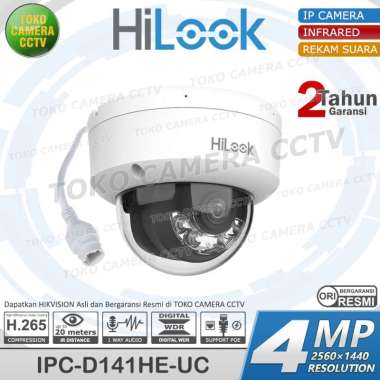 KAMERA CCTV POE IP CAMERA HILOOK 4MP 2K AUDIO DOME INDOOR SMART IR