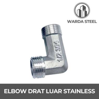 Elbow Kran 1/2" Stainless - Keni Knee Sambungan Pipa Nepel Drat 1/2 Inch L Drat Luar