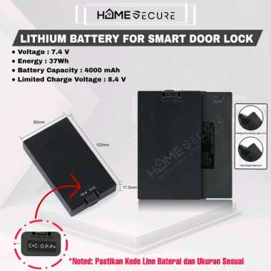 Baterai Smart Door Lock Kadonio / Lithium Battery Smart Door Lock AVARO / Batre Smartlock Seyven Fac