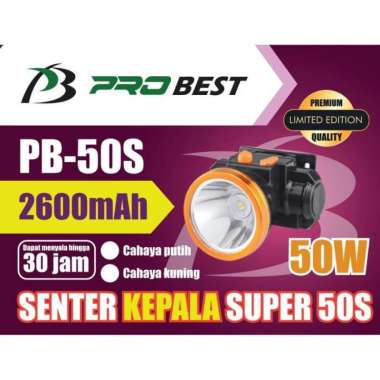 Senter Kepala Probest 50 Watt PB-50S Cahaya Putih / Kuning CAHAYA PUTIH
