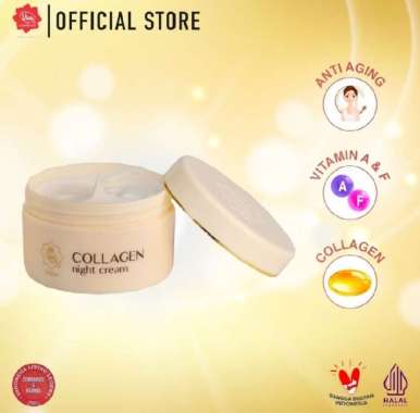 Viva Queen Collagen Night Cream 22gr – Krim Malam Anti Penuaan, Melembapkan & Meremajakan Kulit