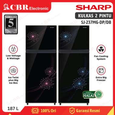 Kulkas SHARP 2 Pintu 256L / SJ-237MG-DB / SJ-237MG-DP (Shine) Pink