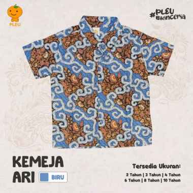 PLEU Kemeja Batik Ari | Kemeja Batik Anak Laki Laki Usia 2-8 Tahun 8 tahun Biru