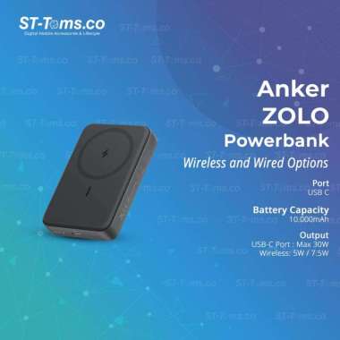 Anker Zolo Magnetic Power Bank 10.000mAh 30W Max Fast Charging Magsafe - A1684 Black