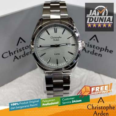 JAM TANGAN CHRISTOPHE ARDEN PRIA ORIGINAL SILVER STAINLESS STEEL STRAP CAF200 CA F200 JAM ANALOG CHR