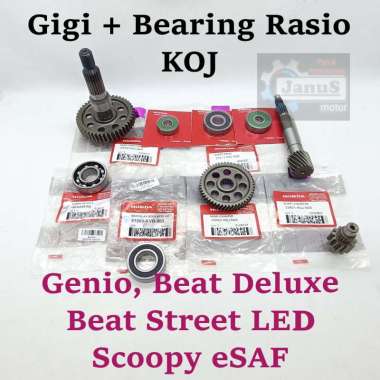 Paket Gigi + Bearing Rasio Set KOJ HONDA BEAT DELUXE GENIO BEAT STREET LED ALL NEW SCOOPY Gearbox