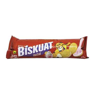 Biskuat - Biskuit Sandwich Krim - 105 gr Kemasan ROLL STROBERI