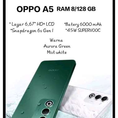 OPPO A5 8/128 GB GARANSI RESMI ORIGINAL 1 TAHUN BISA KREDIVO GREEN
