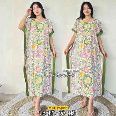Daster Batik Kelelawar Kalong Lowo Jumbo Setaman Radian Bahan Rayon SETAMAN-HIJAU