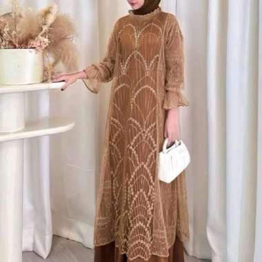 Kiukiu Alea Dress - Gamis Brukat Outer Terpisah - Dress + Outer - Set Dress Kondangan Muslimah - Baj