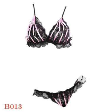 Manmu Allure B013 Bra Set Bralette Pakaian Dalam Wanita Seksi BH Hitam CD Hitam