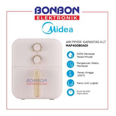 Midea Air Fryer 4L MAF400B0ADI / MAF400B0 / MAF 400B0 Pink - Low Watt - 100% Tanpa Minyak - Anti Len